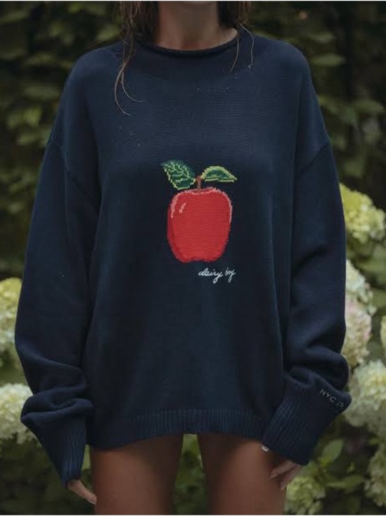 Dairy Boy NYC Apple Sweater Blue Any Size